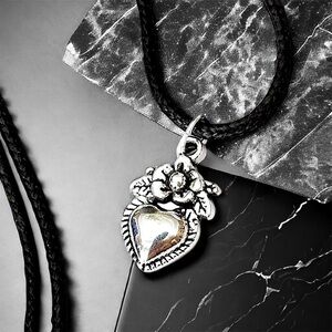 5 For $25💫Silver Heart Rose Pendant Necklace